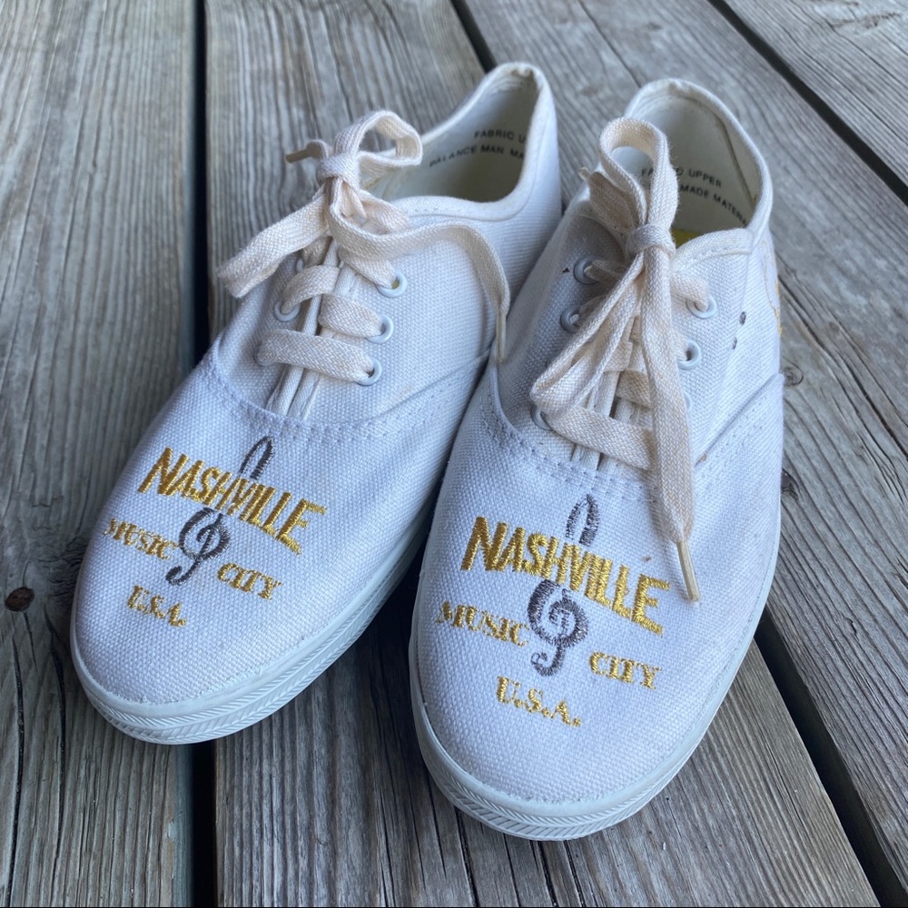 Nashville/Country Music Embroidered White Sneakers